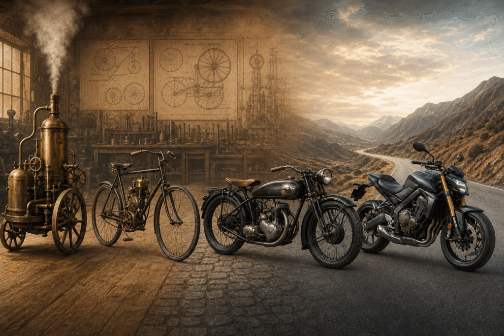 When Were Motorcycles Invented? From Steam to Modern Bikes