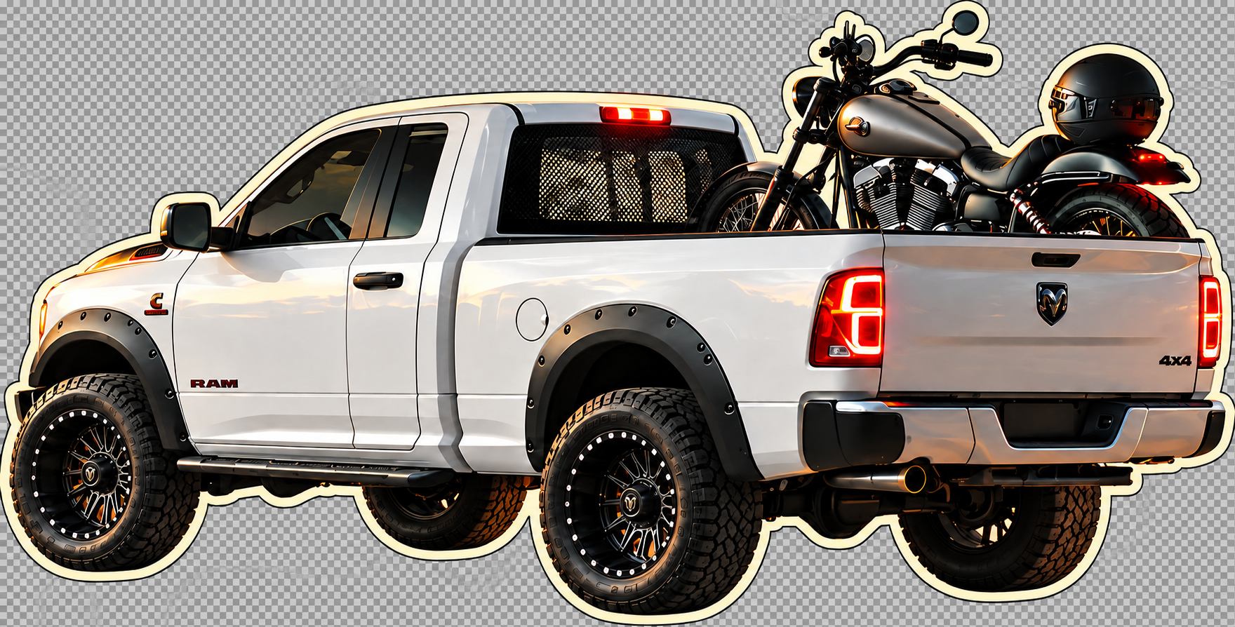 MAD Transpo truck carrying a motorcycle sticker